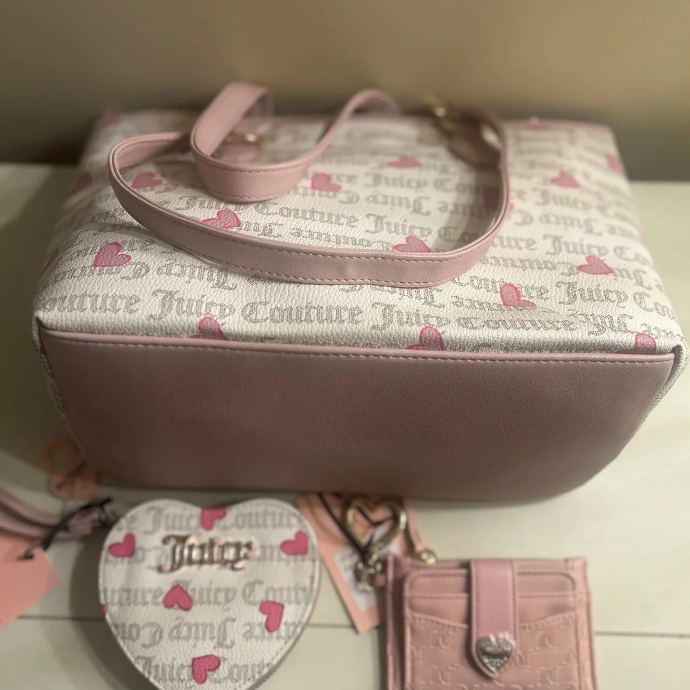 Juicy Couture I Heart Juicy PINK Tote Bag, Wallet and Wristlet New With Tags - Picture 4 of 5